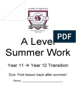 A Level Summer Work