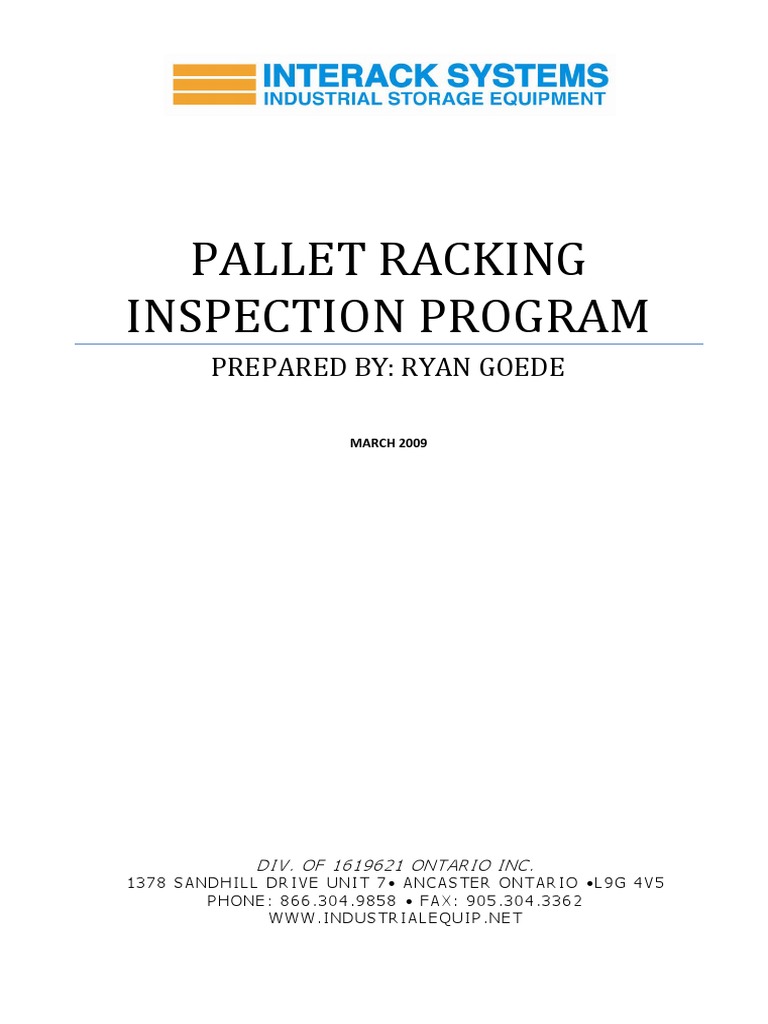 INTERACK SYSTEMS - Rack Inspection Program | PDF | Pallet | Beam ...