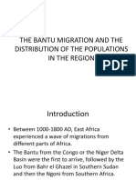 The Bantu Migration and The Distribution of The Populations in The Region