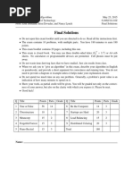 Final Solutions: and Analysis of Algorithms