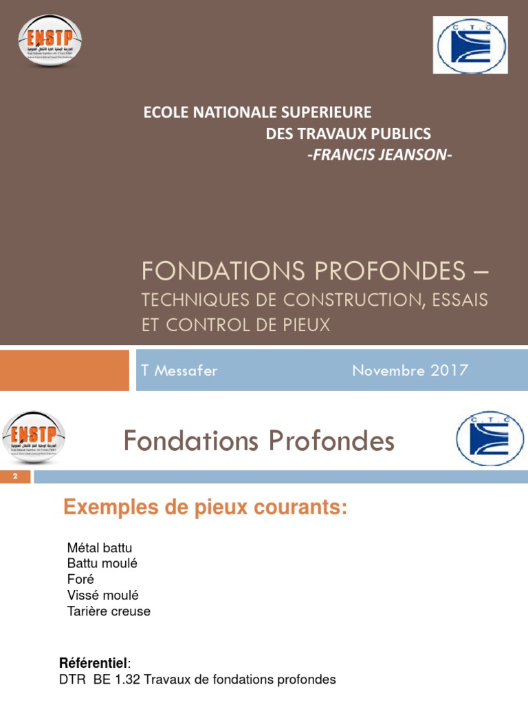 Fondations Profondes Partie 2 Construction Final Pdf Fondation