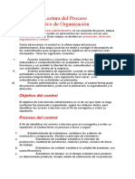 Control de Lectura Del Proceso Administrativo de Organización