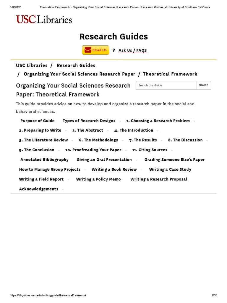 Theoretical Framework Organizing Your Social Sciences Research Paper