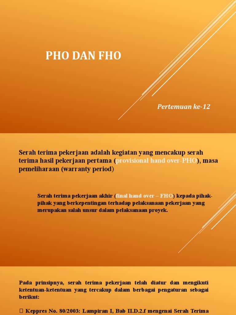 Proses Serah Terima PHO dan FHO | PDF