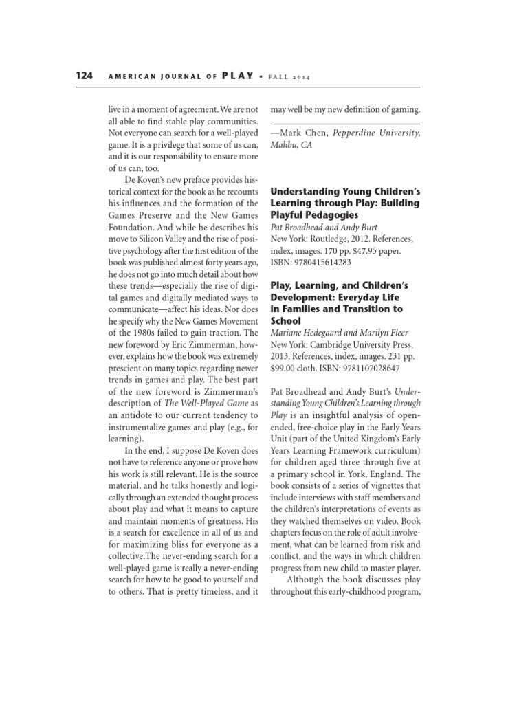 Insights on Play in Early Childhood | PDF | Education Theory | Teaching