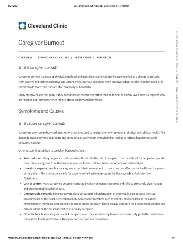 Caregiver Burnout Causes, Symptoms & Prevention | PDF | Caregiver ...