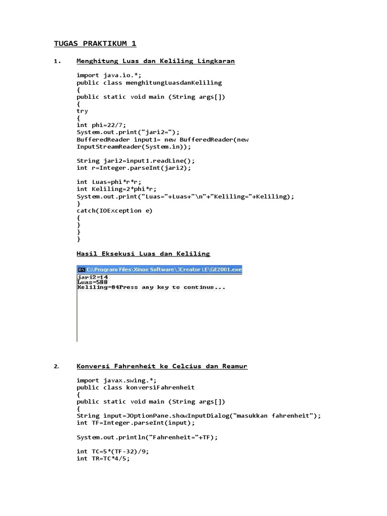 Contoh Program Java | PDF