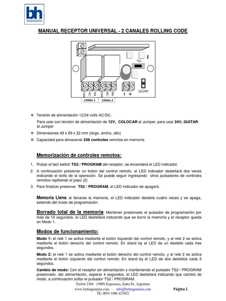 07-Manual Receptor 2CH Rolling Code | PDF