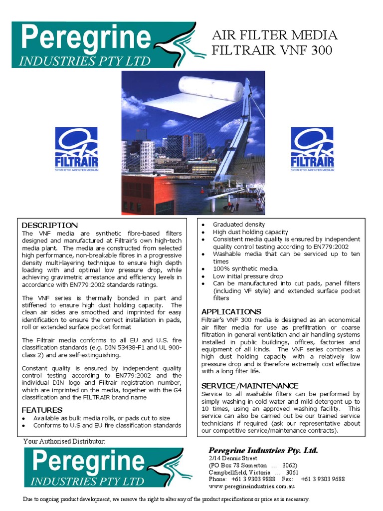 Filtrair VNF 300 Air Filter Media | PDF | Filtration | Ventilation ...