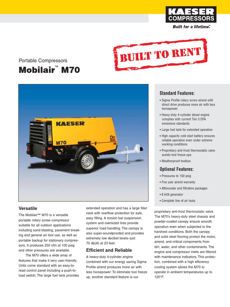 Air Compressor Data Sheet | PDF | Engines | Diesel Engine