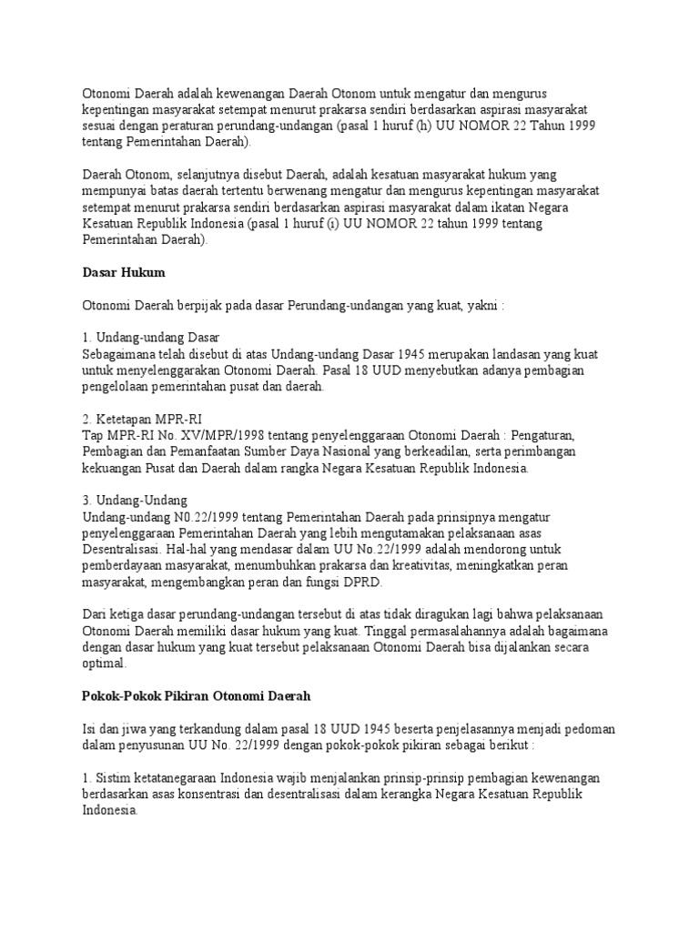 Undang Undang Yang Mengatur Pokok Pokok Pemerintahan Daerah Adalah