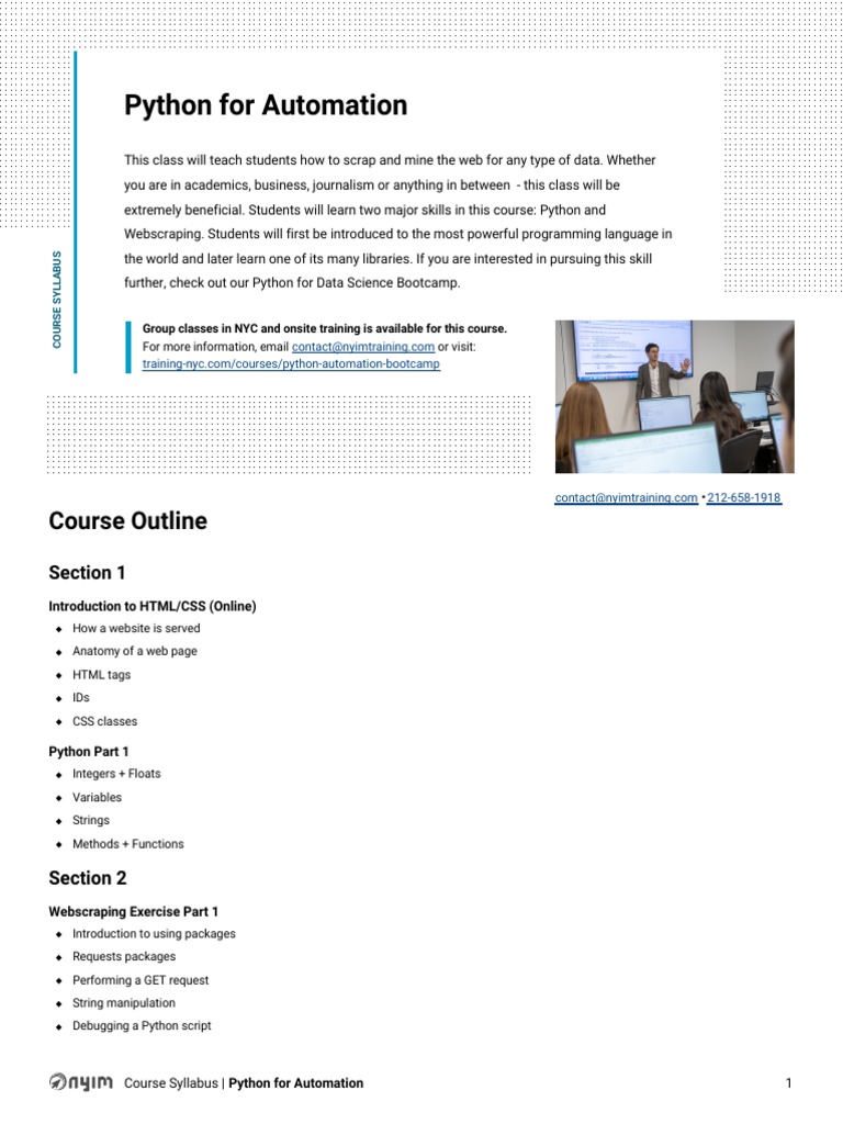 Python For Automation Syllabus | PDF