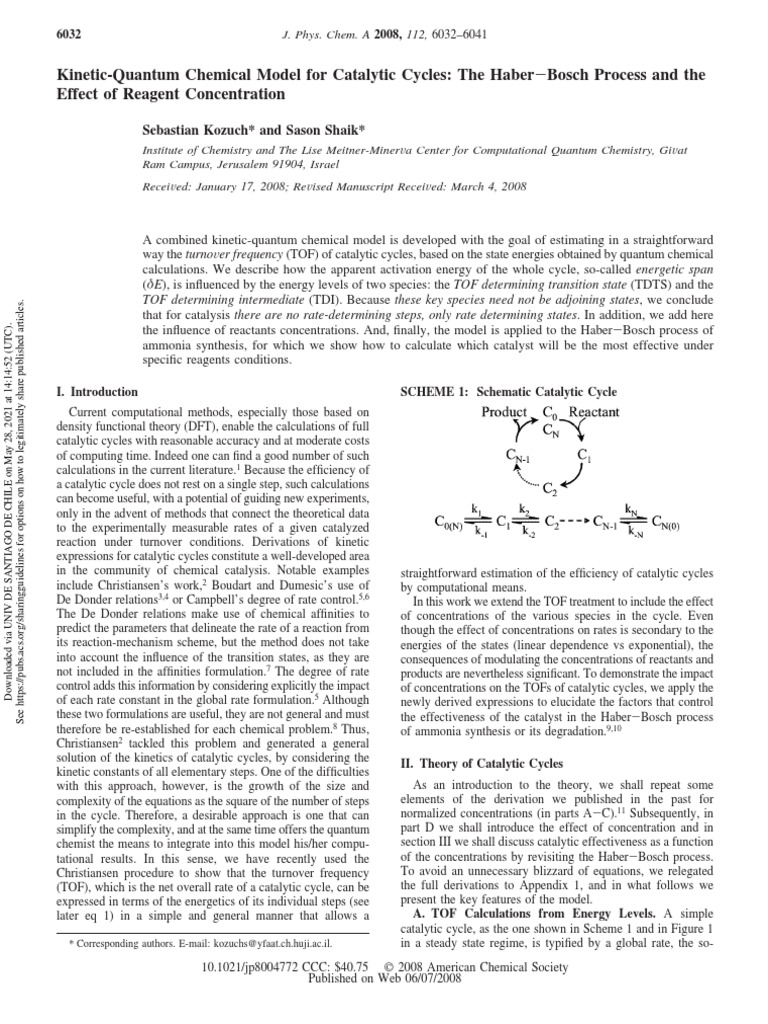 Chemical Model For Catalytic Cycles The HaberBosch