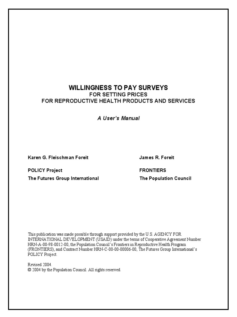 WTP Manual | PDF | Survey Methodology | Demand