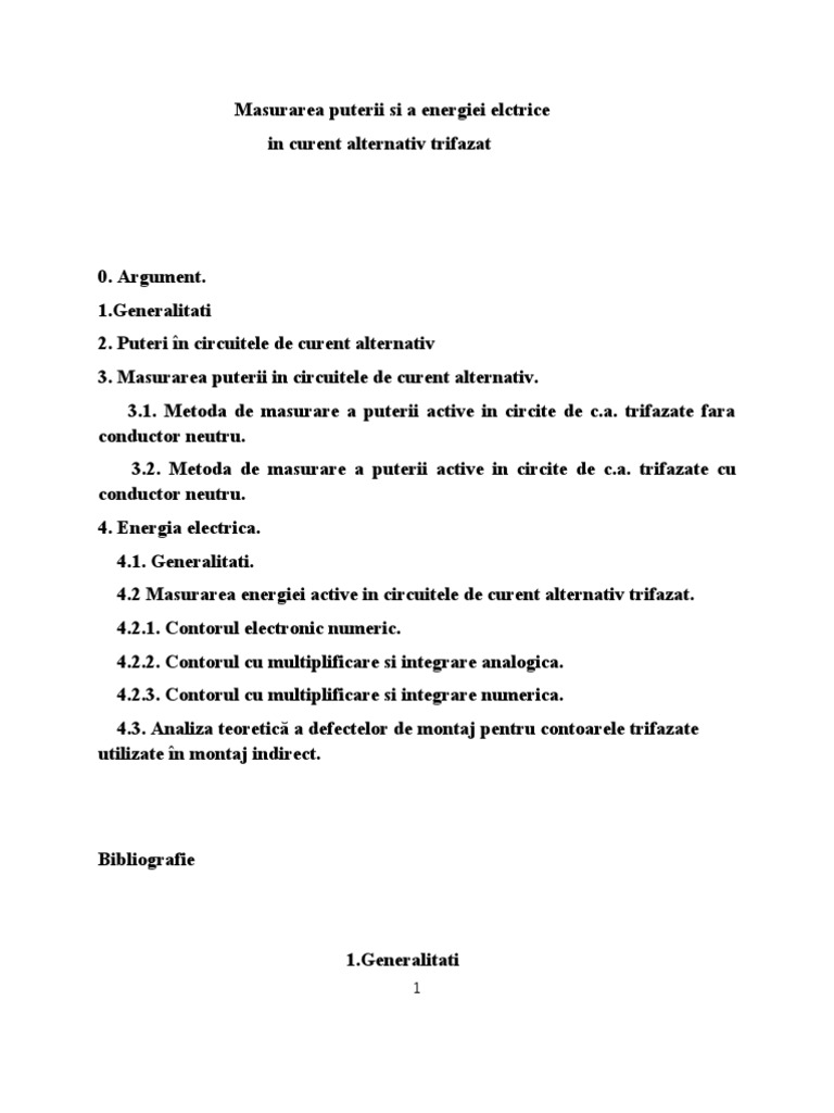 Masurarea Puterii Si A Energiei Electrice In Curent Alternativ Trifazat