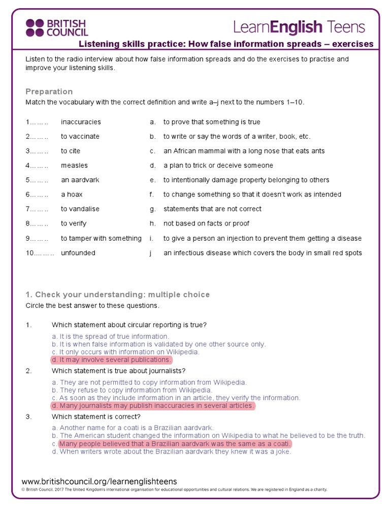 How False Information Spreads - Exercises | PDF | Wikipedia | Communication