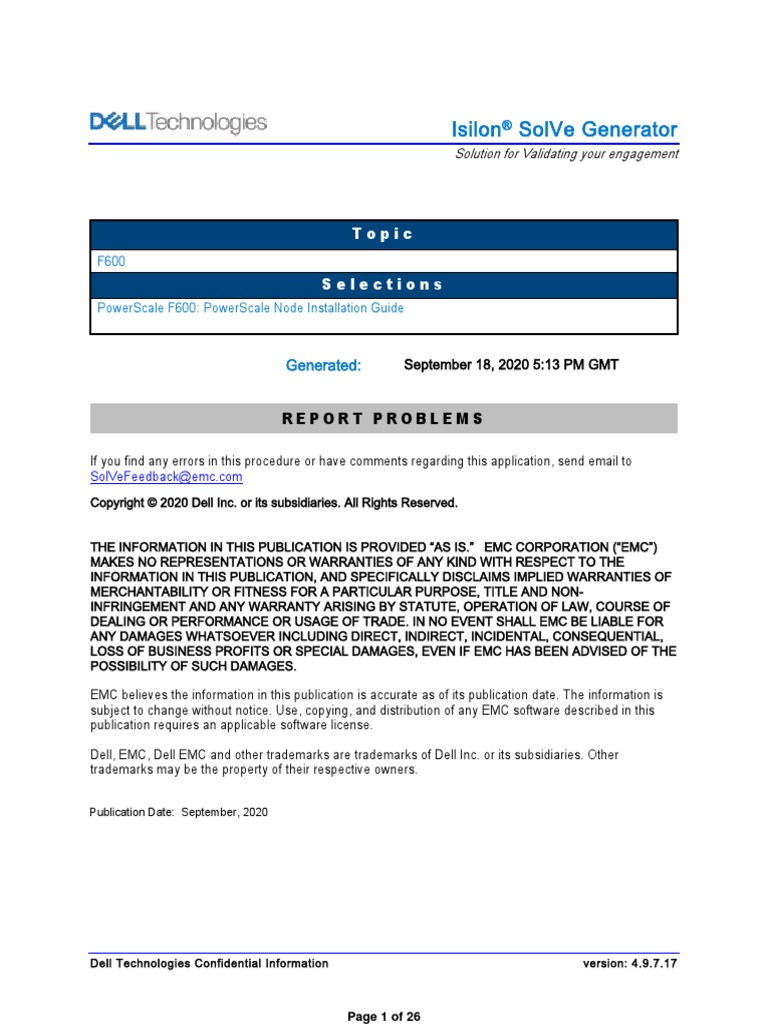 Isilon F600PowerScale Node Installation Guide PDF Ip Address I Pv6