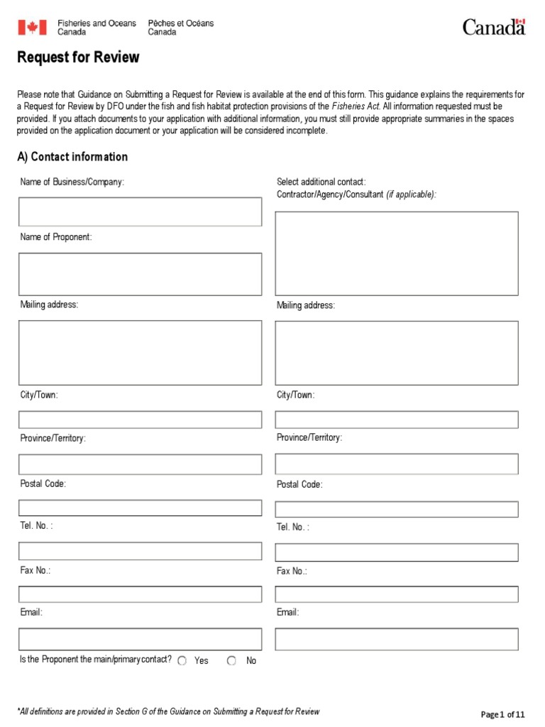 DFO Request for Review Guidance Form | PDF