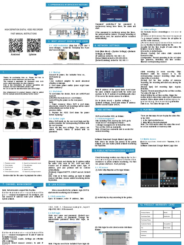 AHD DVR User Manual PDF Digital Video Recorder Mobile App