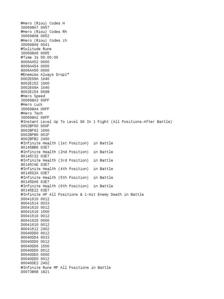 Suikoden II Game Cheat Codes | PDF