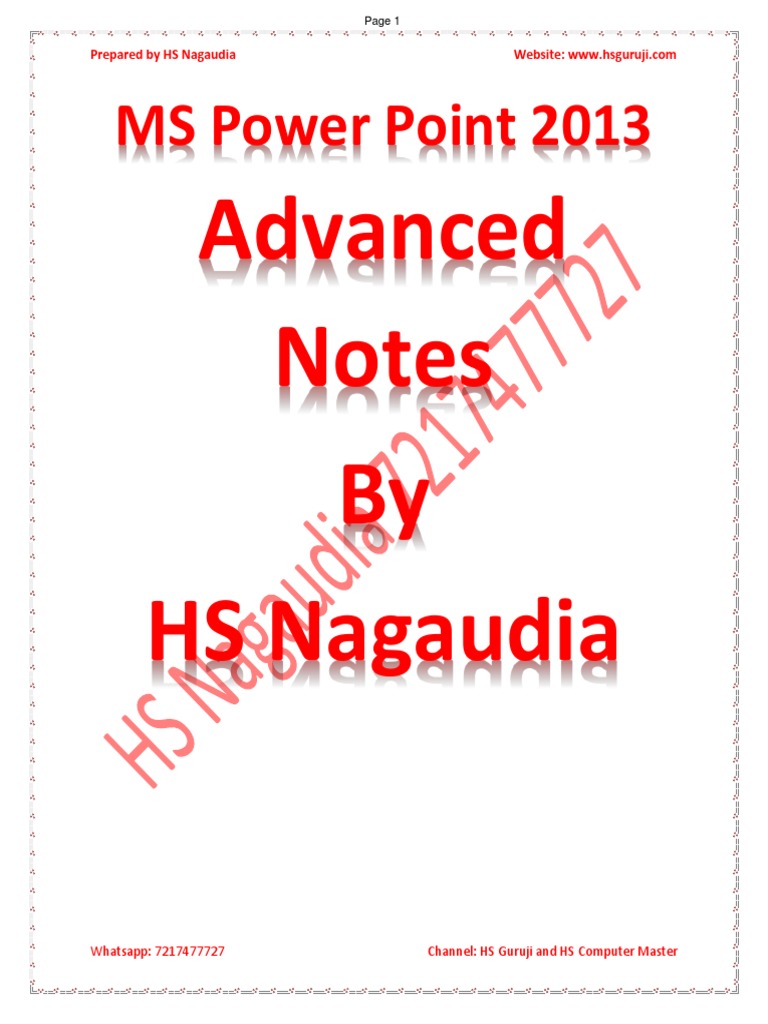 Demo Complete PowerPoint 2013 in Hindi PDF Writing Text