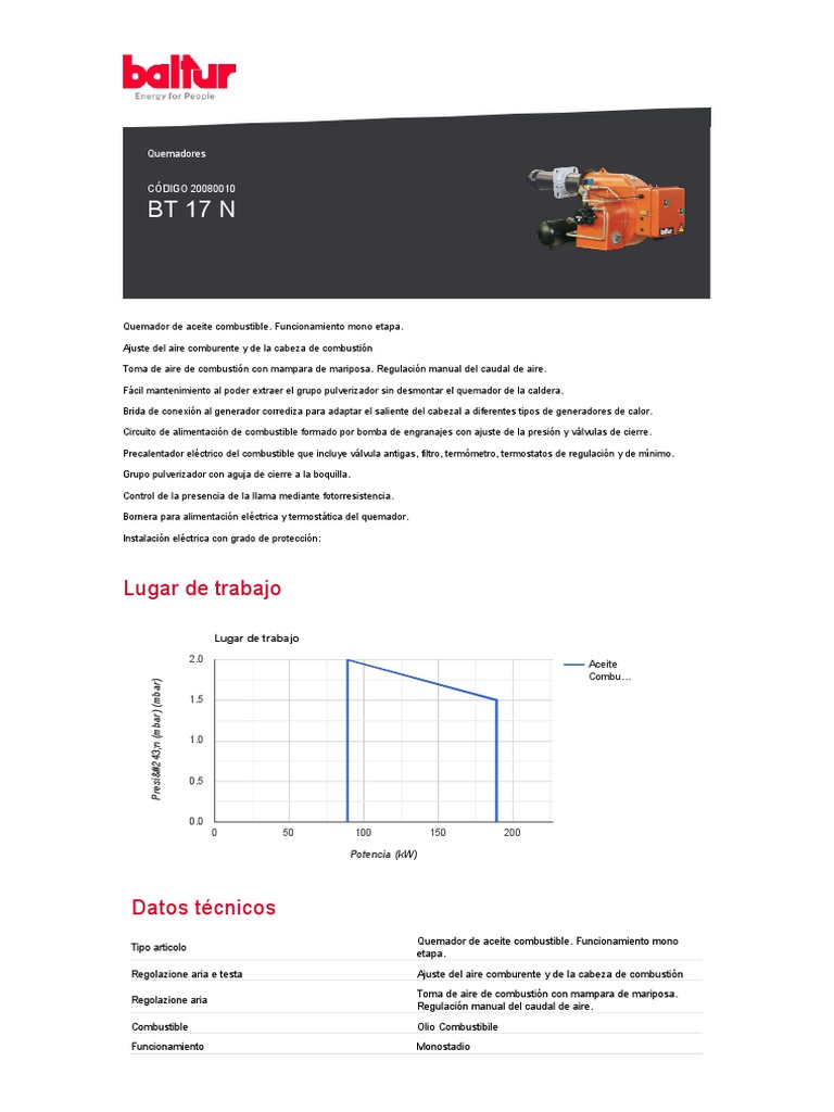 Quemador Baltur | PDF | Combustión | Combustibles