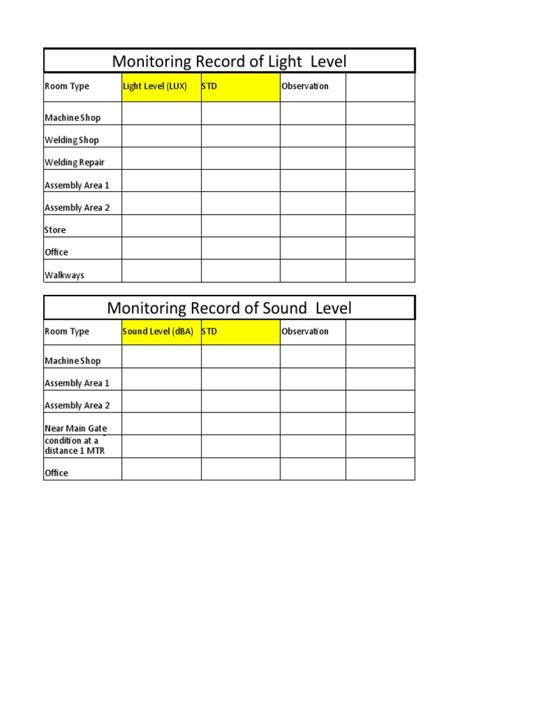 Monitoring Record of Light Level | PDF