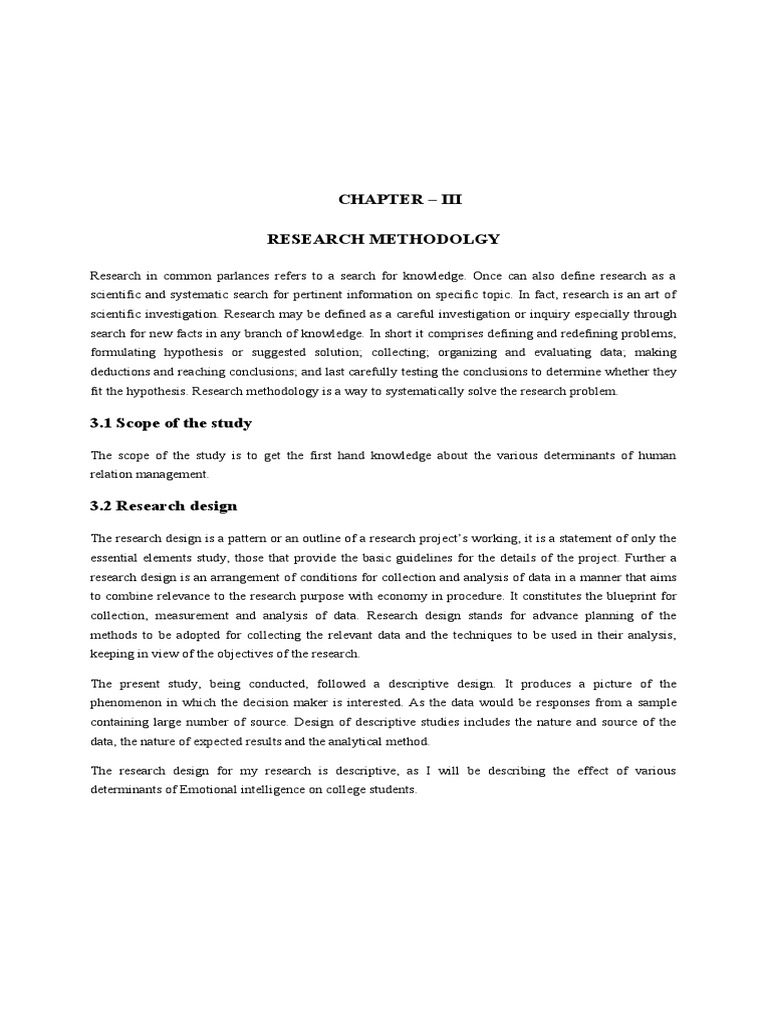 Chapter - Iii Research Methodolgy | PDF | Scientific Method | Methodology