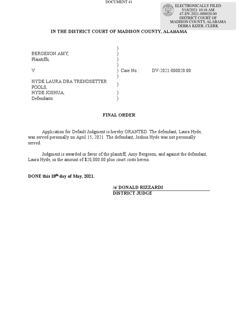 In The District Court of Madison County, Alabama PDF