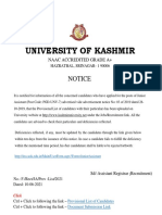 University of Kashmir: Notice