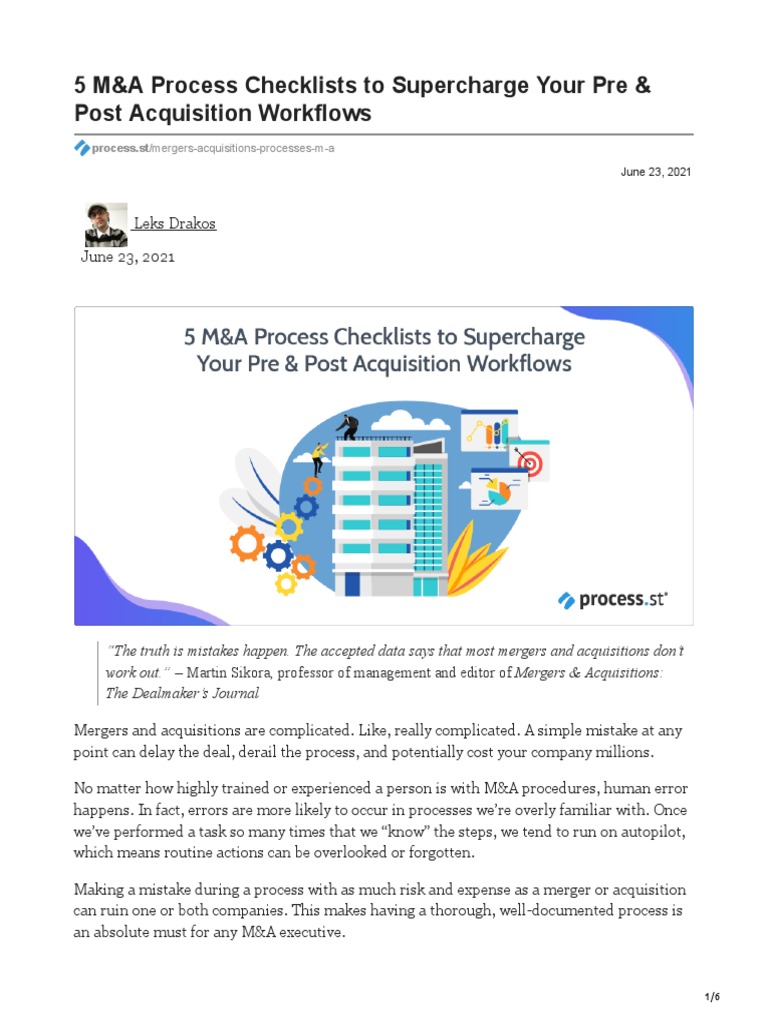 M&A Process Checklists for Success | PDF | Mergers And Acquisitions ...