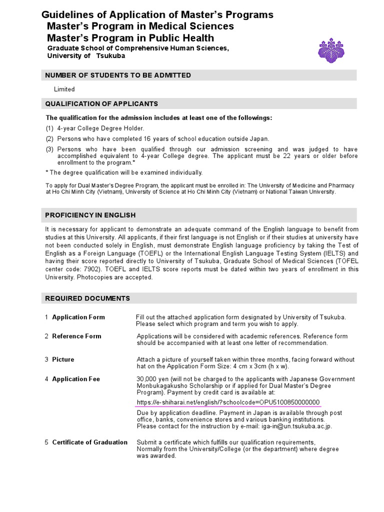 Master's Program Application Guidelines | PDF | University And College ...