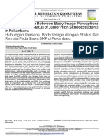 The Relationship Between Body Image Perceptions and Nutritional Status of Junior High School Students in Pekanbaru