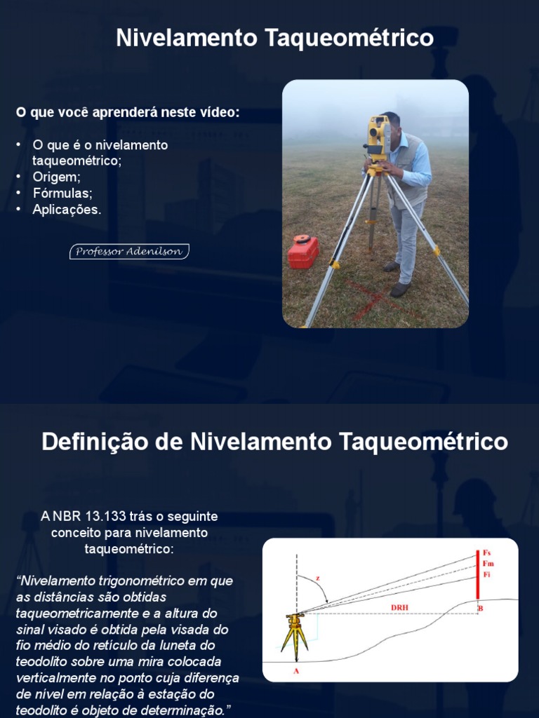 Nivelamento Taqueométrico: o Que É, o Que Significa, Origem, Fórmulas e ...