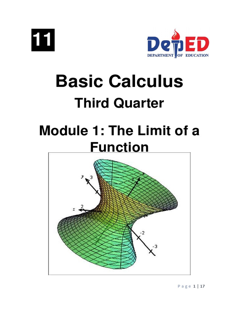 Basic Calculus: Third Quarter Module 1: The Limit of A Function | PDF ...