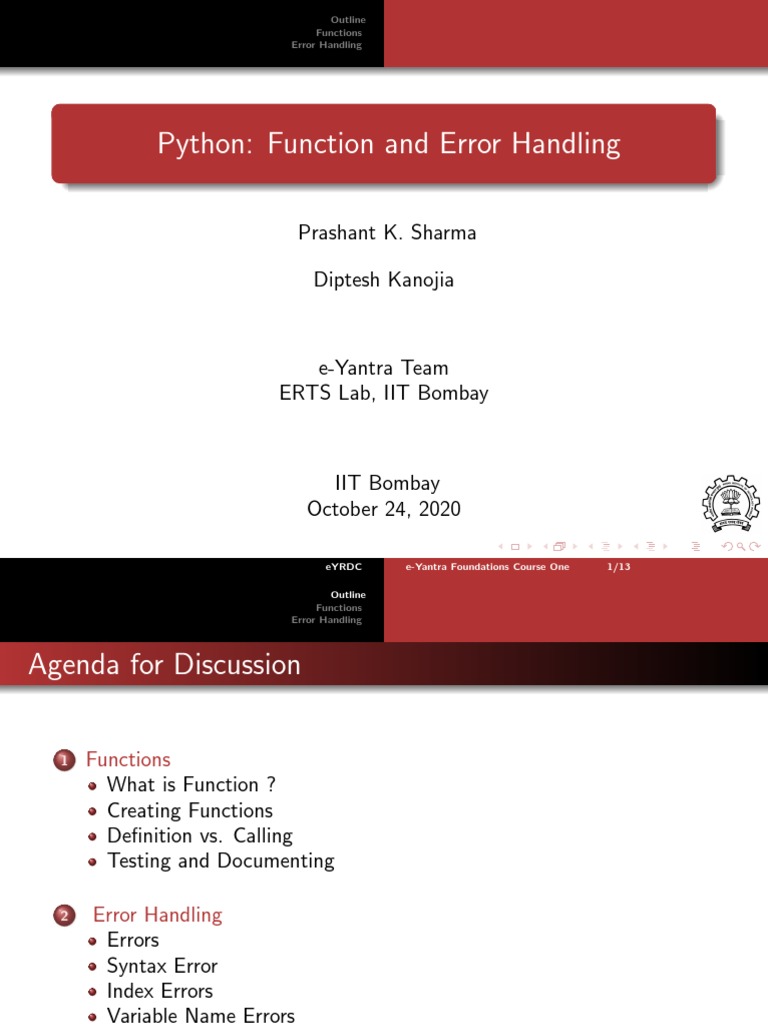 Python Functions and Error Handling | PDF | Subroutine | Parameter ...