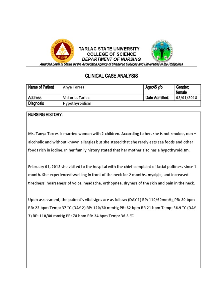 Hypothyroidism Case Analysis Download Free Pdf Hypothyroidism