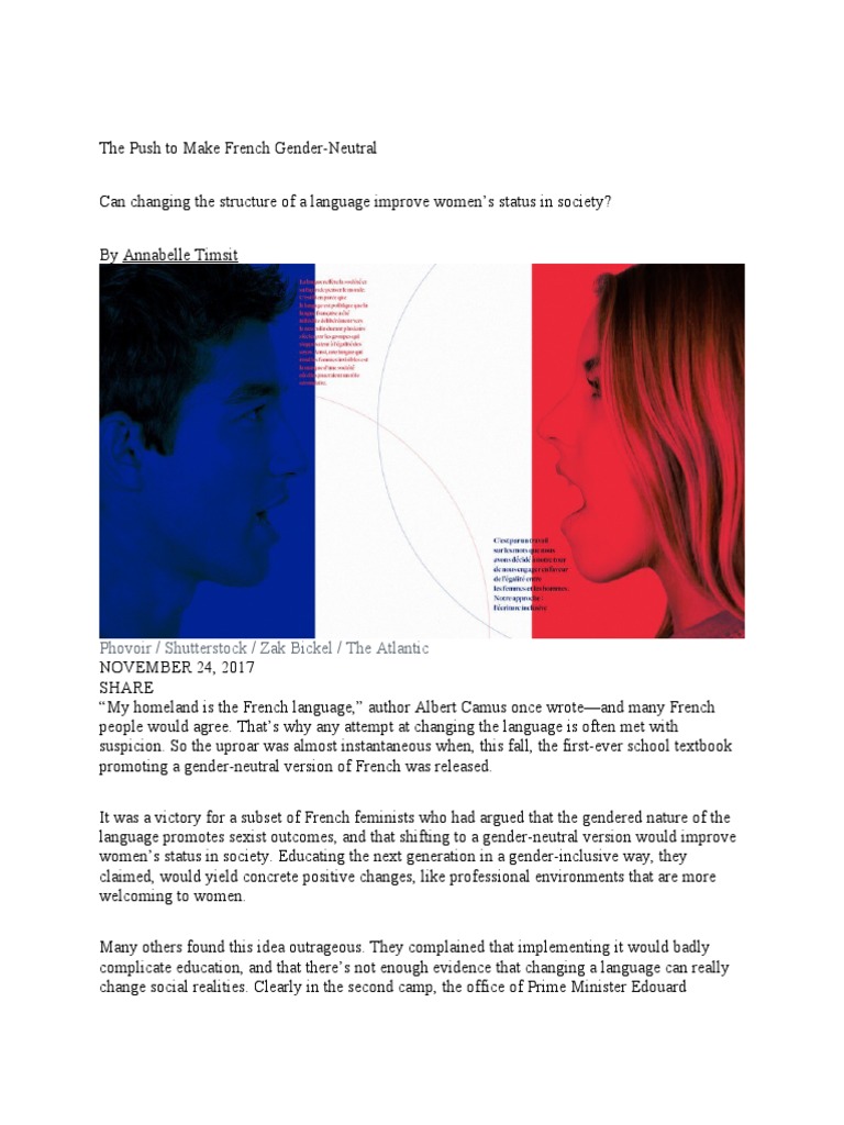 The Push To Make French Gender | PDF | Grammatical Gender | Gender ...