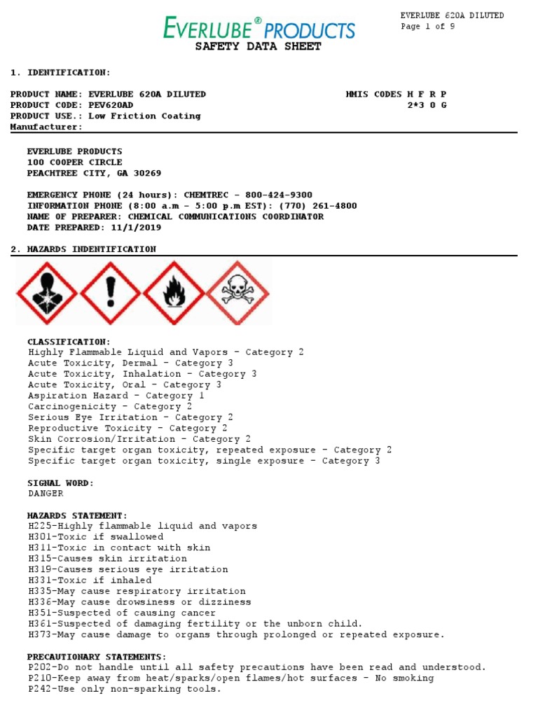 Ever Lube 620 Adm Sds PDF Dangerous Goods Toxicity