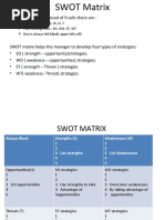 Four Key Factors: S, W, O, T Four Strategy Cells: SO, WO, ST, WT One Is Always Left Blank (Upper Left Cell)