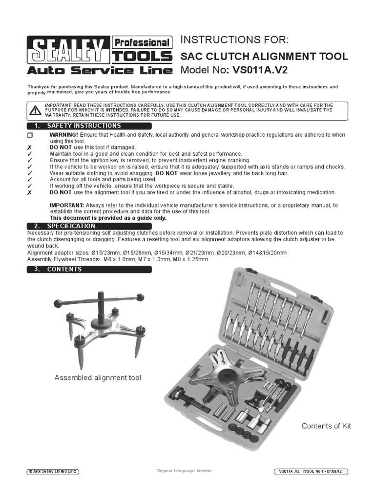 SAC Clutch Alignment Tool PDF Clutch Vehicles