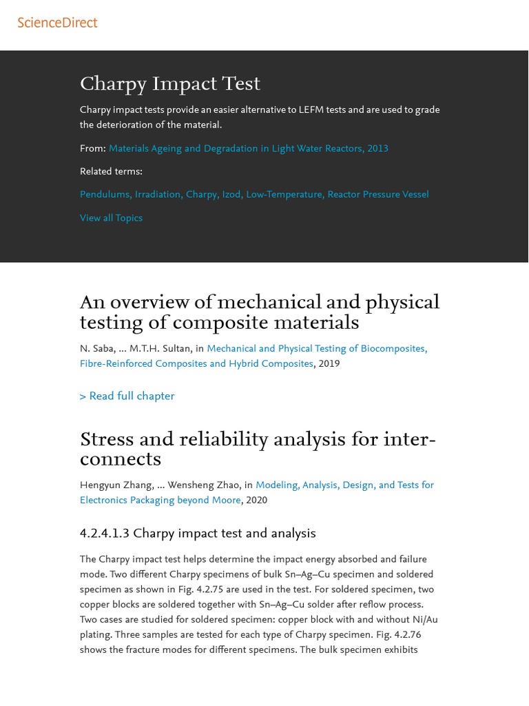 Charpy Impact Test: An Overview of Mechanical and Physical Testing of ...