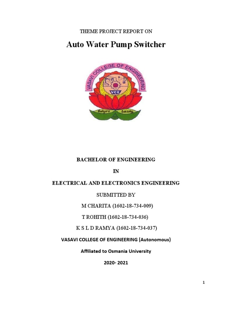 Auto Water Pump Switcher Documentation PDF Bipolar Junction Transistor Diode