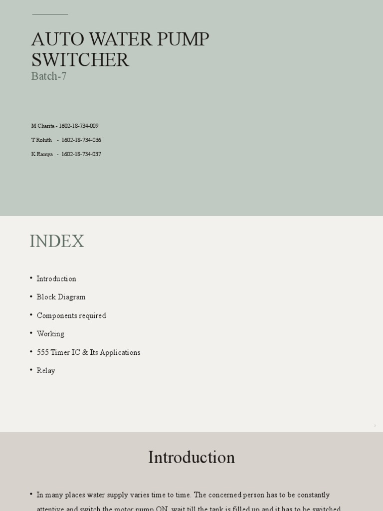 Auto Water Pump Switcher PDF Electronic Circuits Relay