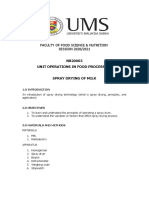 Faculty of Food Science & Nutrition SESSION 2020/2021: NB20003 Unit Operations in Food Processing Spray Drying of Milk