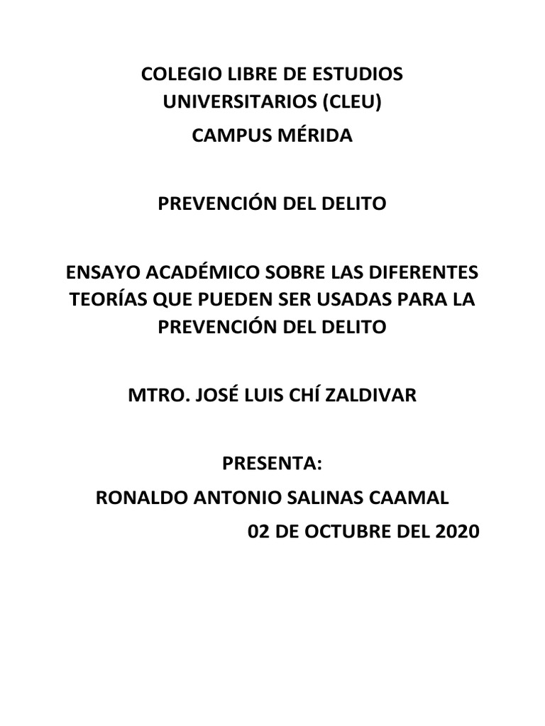 Teorías para la Prevención del Delito | PDF | Criminología | Prevención ...