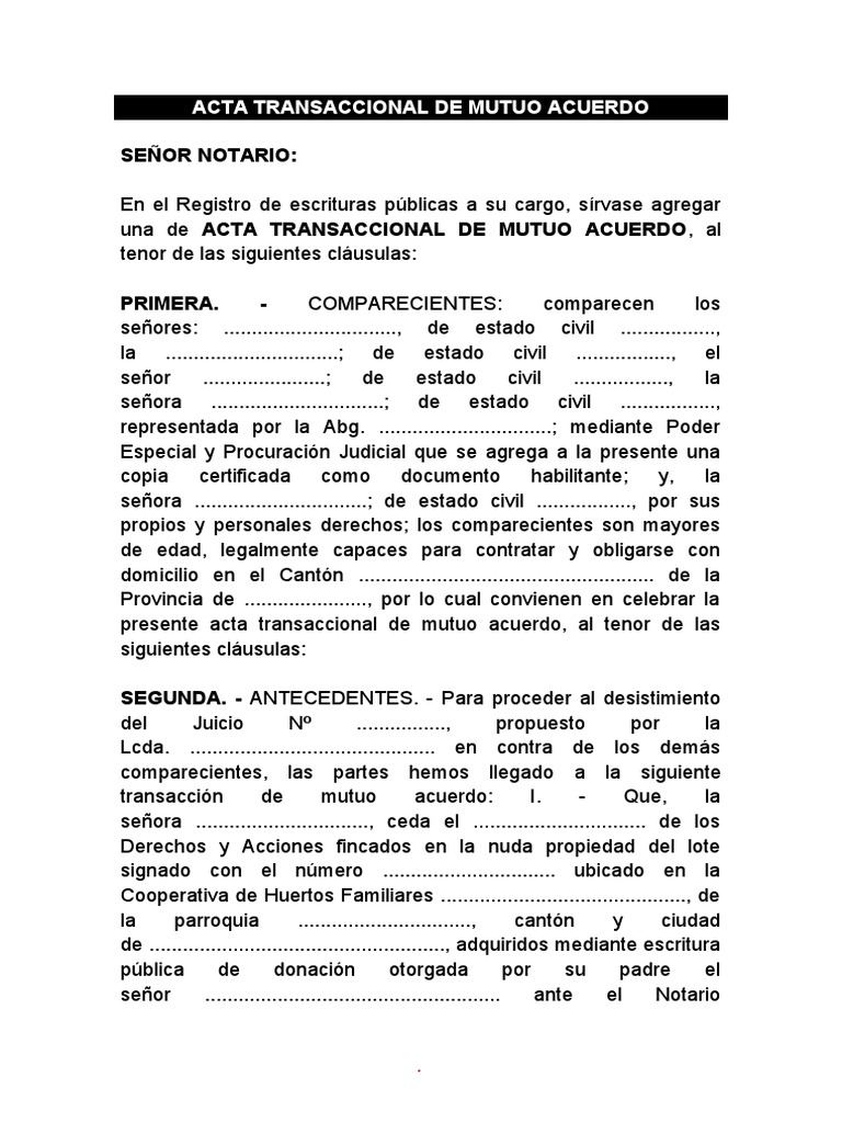 Acta Transaccional de Mutuo Acuerdo | PDF | Justicia | Crimen y violencia