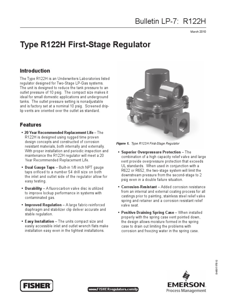 Type R122H First-Stage Regulator | PDF | Valve | Tools