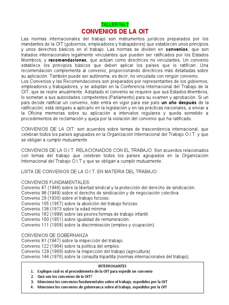 Convenios de La Oit | PDF | Organización Internacional del Trabajo ...