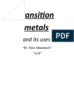 Transition Metals: and Its Uses